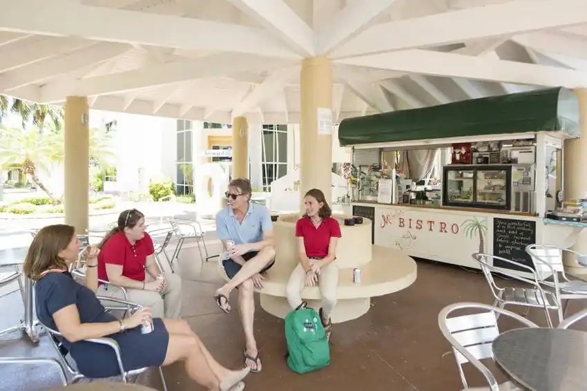 SMU Veterinary students relaxing in the Gazebo on the SMU Campus