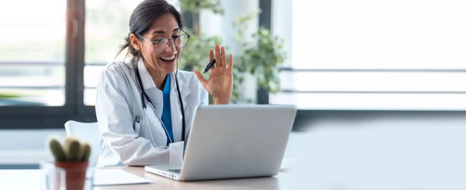 Veterinary student working on laptop