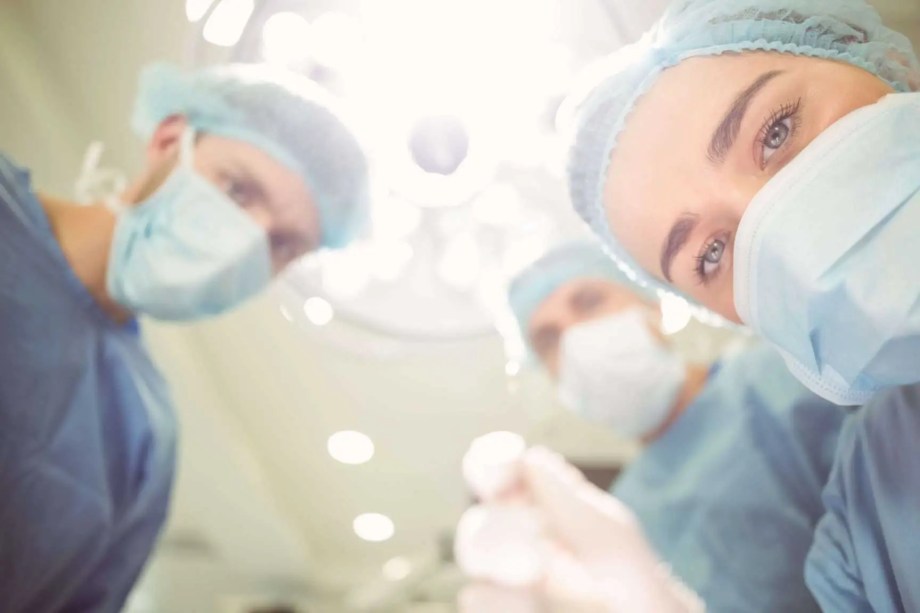 Medical students in an operating room