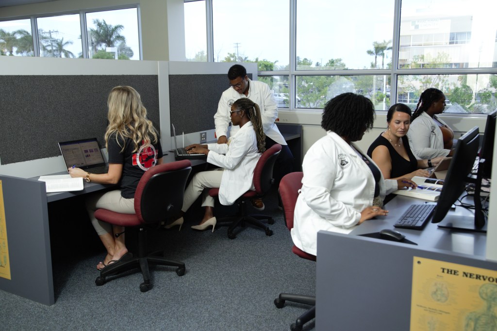 SMU Medical Students studying in library